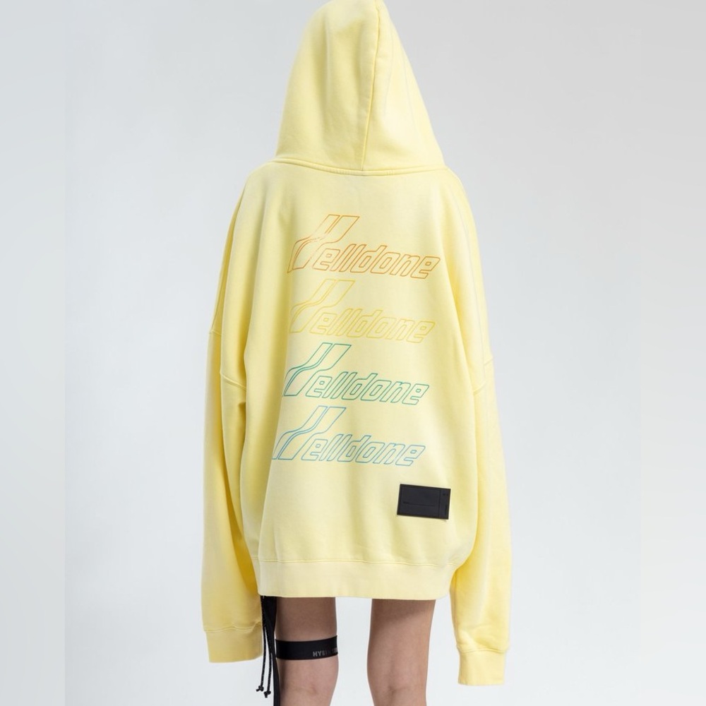 WE11DONE
Yellow Iridescent Logo Hoodie Size XS oversized